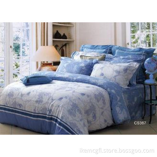 Blue Globe Floral Bedding Sets 4 Pieces , Duvet Covers Sets